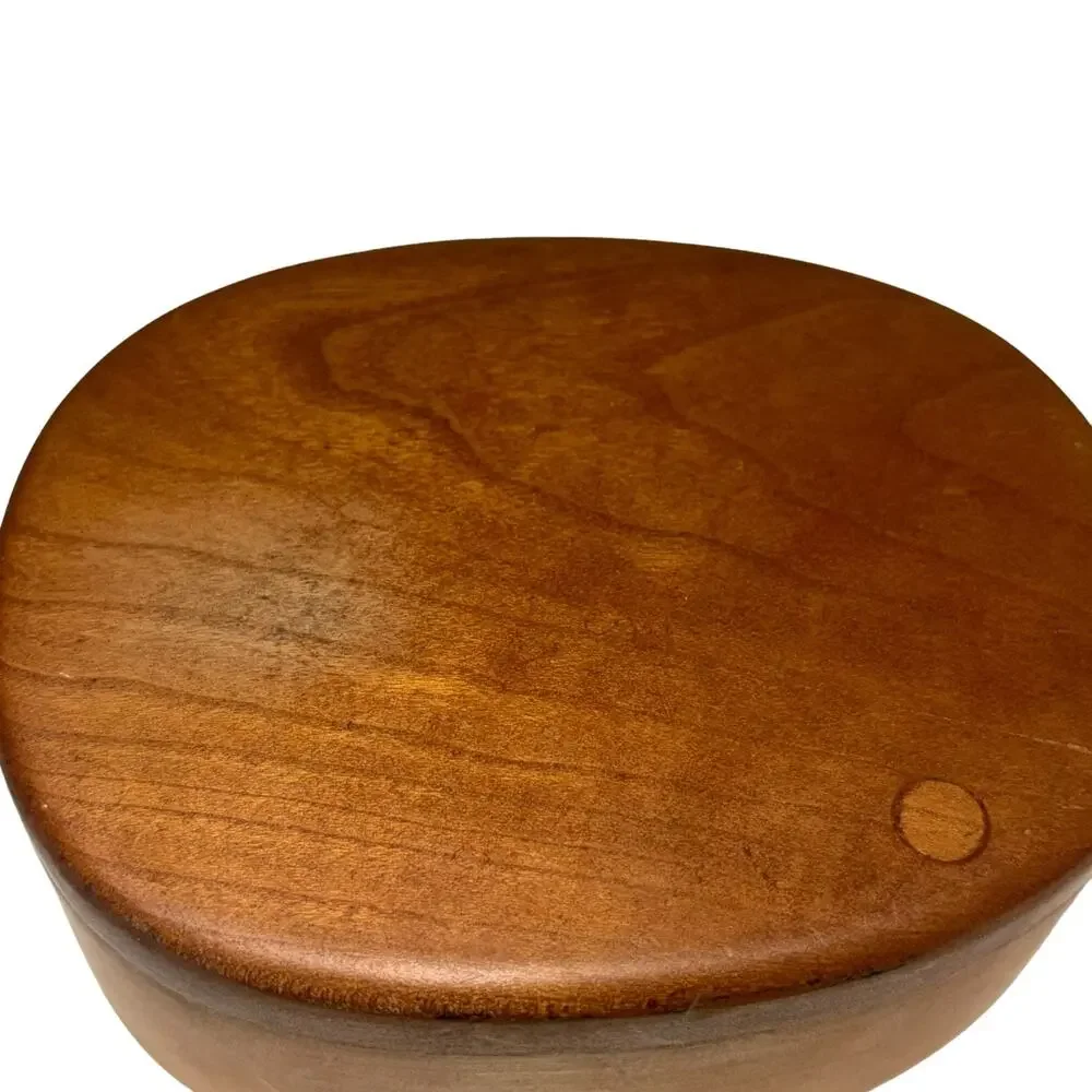 Wooden Covered Trinket Box Sliding Cover Oval